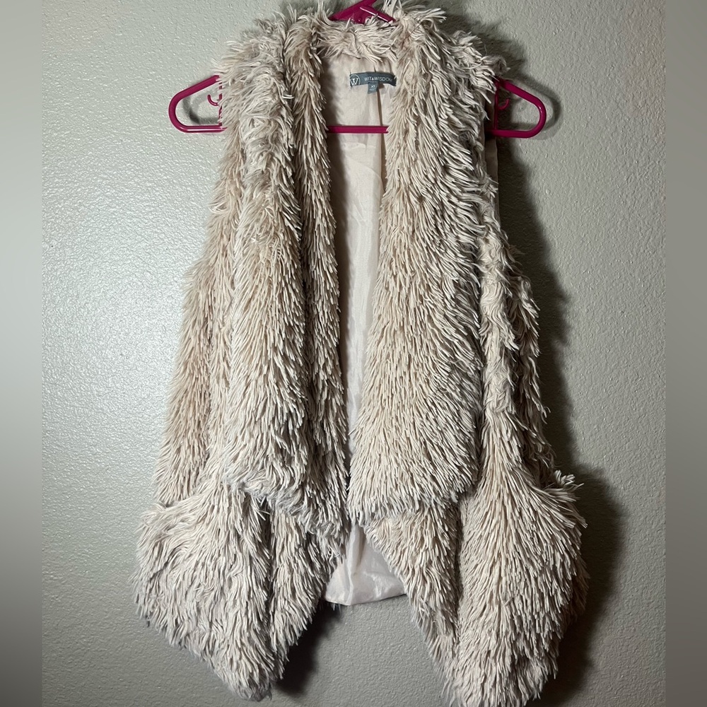 Cream faux fur vest